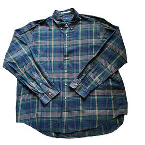 Polo Ralph Lauren Shirt Mens 2XL Button Purple Red Green Gold Plaid Tartan